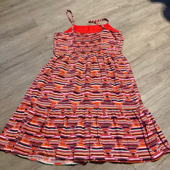 LOFT Petites 8P Tiered Sundress Strappy Ikat Stripe Summer Boho Midi - Picture 10 of 11